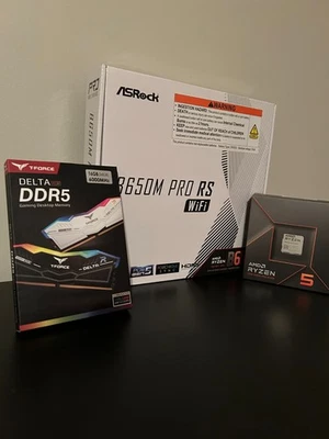 Paquete AMD Ryzen 5 7600X Asrock B650M PRO RS WiFi T-Force DDR5 16GB 6000Mhz RGB Foto 1 de 4
