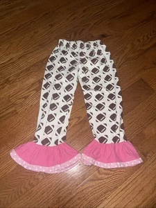 Boutique Bell Bottom Football Leggings With Pink Ruffles - Picture 1 of 1