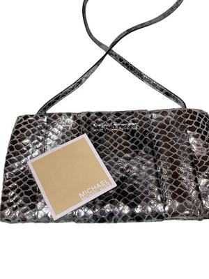 MICHAEL Michael  Kors Silver Snake Print Shoulder Bag Purse Clutch New Zipper - Image 1 of 4
