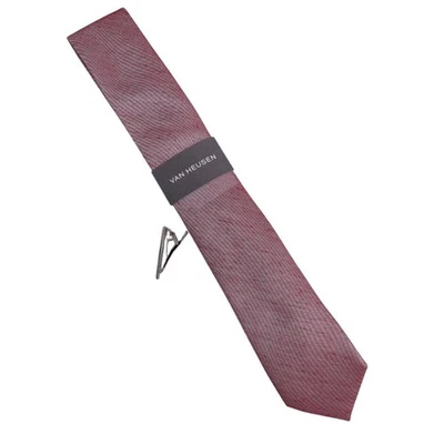 Van Heusen Men's Red Textured Tie with Clip - New - Image 1 of 3