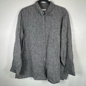 J Jill Love Leinen Shirt Top Gr. XL grau Knopfleiste Langarm Tasche Lagenlook - Bild 1 von 9