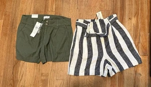 calvin klein Set Of 2 Womens Linen Blend Shorts Size 6 New - Picture 1 of 8