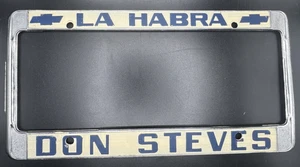 Vintage Don Steves Chevrolet La Habra California Metal License Plate Frame A - Picture 1 of 3