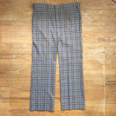Pantalones a Cuadros De Colección Para Hombre Talla 36x32 Años 60 Farah Tartán Pantalones Gris/Marrón Sarga Foto 1 de 4