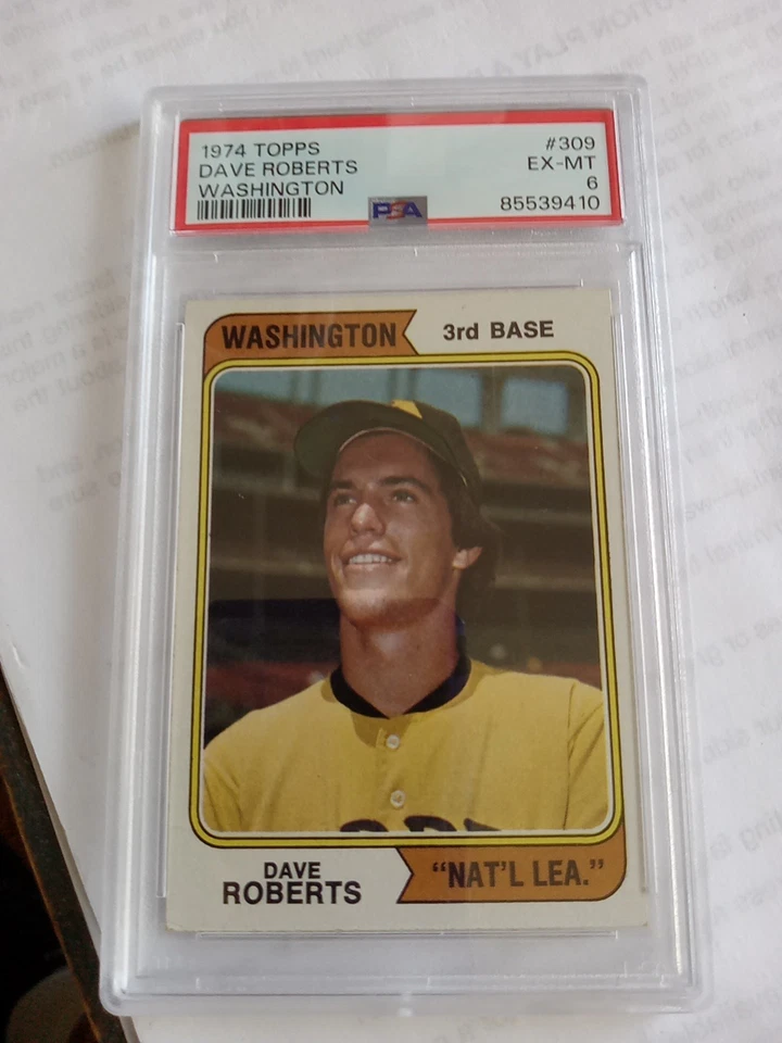 1974 Topps Washington Nat'Lea Dave Roberts # 309. Padres PSA6 ERROR!!!!!! - Imagem 1 de 2