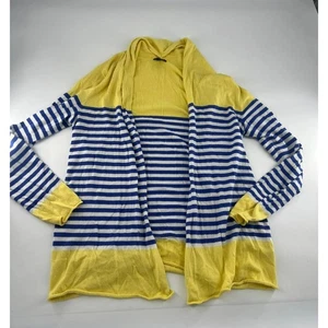 Talbots Open Cardigan Sweater Womens Medium Blue Yellow White Cottagecore Knit - Picture 1 of 7