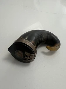 VICTORIAN SILVER MOUNTED HORN SNUFF MULL - SCOTTISH ? - Picture 1 of 12