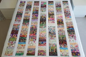 Floral Watercolor Scrappy Bed Quilt, Pieced, Patchwork, 167 by 147 cm - Picture 1 of 11