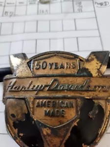 OEM 50th Anniversary Harley Davidson Panhead Front Fender Medallion - Picture 1 of 10
