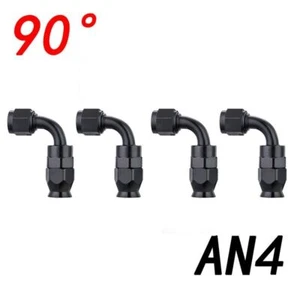 Kits de 4 adaptadores de montaje de extremo de manguera de línea de combustible de aceite extremo de aluminio AN4 de 90 ° grados - Imagen 1 de 14