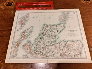 Original 1900 Map Coloured Scotland Northern Part Highlands Hebrides Orkney - Picture 1 of 1
