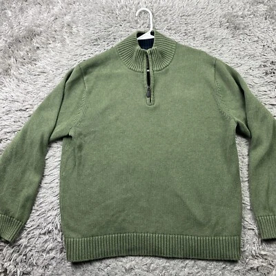 LL Bean Pullover Sweater Men XL Green 1/4 Zip Cotton 287736 - Image 1 of 4