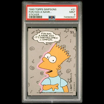 1990 Topps Simpsons Stickers #21- Fun Has A Name... - PSA 9 Foto 1 de 2
