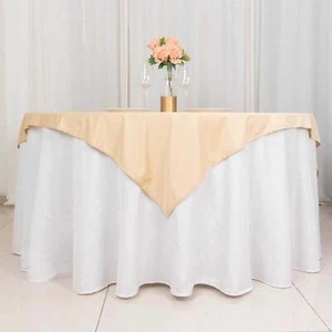 54" x 54" BEIGE Scuba Polyester Square TABLECLOTH Wedding Table Linens Party - Picture 1 of 8