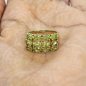 HSN Sterling Silver Cluster Ring Peridot Gemstone Pre-owned Jewelry - Picture 1 of 3