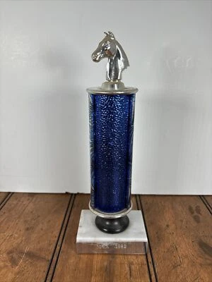 VINTAGE Horse Show Trophy Decor Equestrian MCM Farm Barn 1982 NPEA Marble - Image 1 of 4