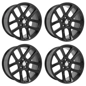 Set 4 22" OE Wheels DG51 Gloss Black 22x10 Wheels 5x5.5 Rims 25mm For Ram Dodge - Picture 1 of 9