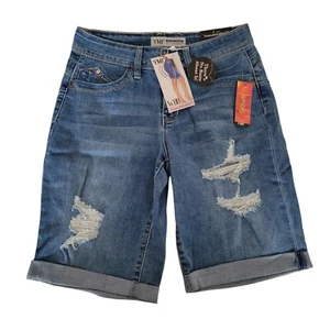 YMI Shorts Junior Womens 1/25 Blue High Rise Bermuda Distressed Stretch NWT - Bild 1 von 6