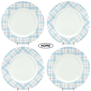 Target Home WINTER FROST PLAID 11" Dinner Plate Set 4Pc Christmas Blue Red White - Picture 1 of 11