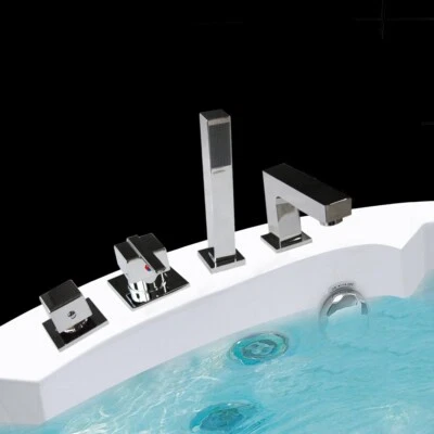 MUCOLA Badarmatur Handbrause Wannenrandarmatur 4 Loch Badewannen Armatur Set Wannenrand