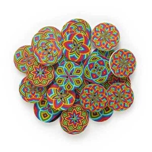 50pcs Printing Round Wood Button Sewing Scrapbooking Clothing Craft Making Decor - Picture 1 of 3