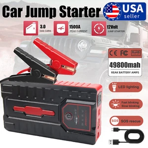 Portable 49800mAh Car Jump Starter Booster Jumper Box Power Bank Battery Charger - Picture 1 of 17