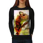 Wellcoda Chameleon Wild Art Womens Long Sleeve T-shirt, Bright Casual Design