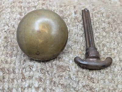 2" Antique Brass Door Knob With Thumb Turn - Image 1 of 4