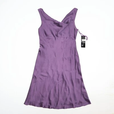 NWT Jones New York Dress 8P Petite Purple Silk Slip Dress Drape-neck Wedding  - Image 1 of 4