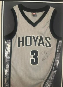 SIGNED Georgetown Hoyas Allen Iverson Jersey, Grey, Medium, New, In Frame - Picture 1 of 1