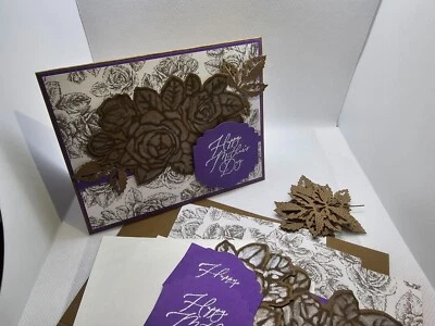 Stampin Up! Juego de 4 kit para hacer tarjetas del día de la madre Stipped Roses Foto 1 de 4