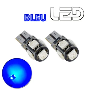 2 Ampoules W5W T10 5 LED BLEU anti erreur Habitacle plafonnier Coffre veilleuses - Imagen 1 de 1