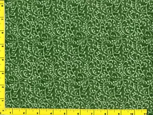 Fancy Dotted Curls on Olive Green Quilting & Sewing Fabric by the Yard #1034 - Picture 1 of 1