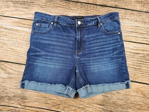 Truth And Theory Women's 16 Chino Shorts Denim Jean Cuffed Blue EUC - Picture 1 of 8