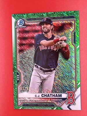 2021 bowman chrome Prospects CJ Chatham Red Sox green shimmer /99 bcp-113 - Image 1 of 2