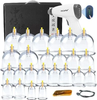 Juego de terapia de ventosas con bomba, kit de ventosas eléctricas de masaje 24/20/12 Foto 1 de 4