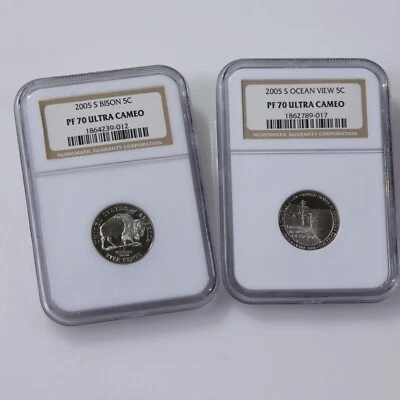 2005 S Bison 5C & 2005 S Ocean View 5C 2 Pack Both NGC PF 70 Ultra Cameo - Image 1 of 4