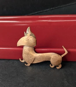 Vintage Copper Dachshund Brooch Doxie Weiner Dog Pin 2 ¾" Brooch As Is - Picture 1 of 10