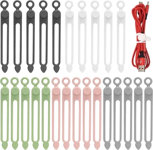 25 Pcs Silicone Cable Ties, Reusable Cable Straps Wire Organizer, Cable Manageme - Picture 1 of 12
