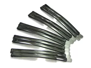 20 Black Metal Long Flat Top Bobby Hair Pin Clips Barrette 62mm Slides Grip Clip - Picture 1 of 5