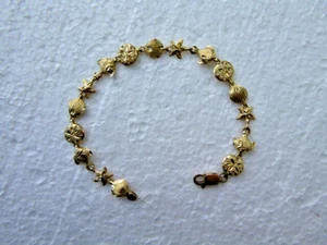 10k Yellow Gold Sea Life Bracelet Nautical Starfish Sand Dollar Sea Shell Fish - Picture 1 of 8