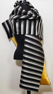 Vintage Black and Silver Silk Evening Stole Shawl Van Lear Couture VV209C - Picture 1 of 8