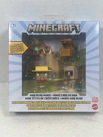 Minecraft Mob Head Minis Villager Guarding Iron Golem Pack of 2 Action Figures Cover