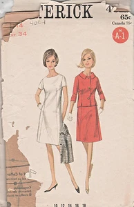 4059 BUTTERICK c.1960s - A-Line DRESS & 3/4 Sleeve JACKET - Sz 14 B 34" - Picture 1 of 2