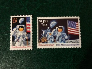 SFSTAMPS USA Sc 2841 2842 Mondlandung 25th Anniversary Set of 2 Stamps MNH 1994 - Bild 1 von 1