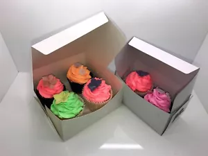 250 de caja de pasteles de cartón plegable blanca / cupcake / cajas de magdalenas 3"" x 6"" x 3"" - Imagen 1 de 1