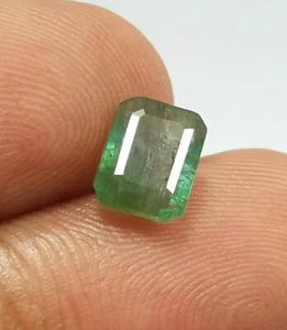 1.30 Ct Natural Emerald Top Green Zambia Good Quality Emerald Cut Untreated Gems - Imagen 1 de 8