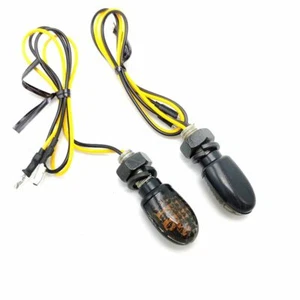 Motorcycle Mini 12V LED Turn Signal Indicators Light Amber Blinker For Kawasaki - Foto 1 di 6