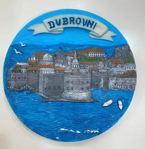 Vintage Decor Plate Ceramic Rare Handmad 3D HandPaint ART City DUBROVNIK 6" Sea - Picture 1 of 2