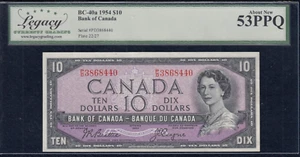 1954 Bank of Canada $10 Banknote - BC-40a - Legacy AU53PPQ - SN:P/D3868440  A19 - Picture 1 of 2
